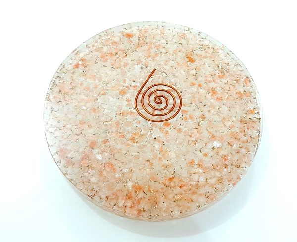 Natural sunstone healing chakra coaster agate charging plate