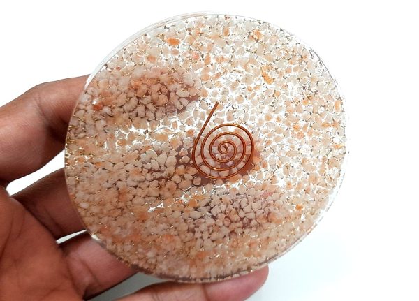 Natural sunstone healing chakra coaster agate charging plate - Image 10