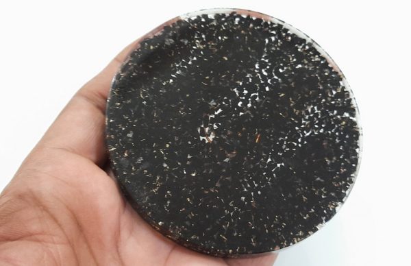 Black Tourmaline Natural Coaster Healing Reiki Meditation Stone - Image 2