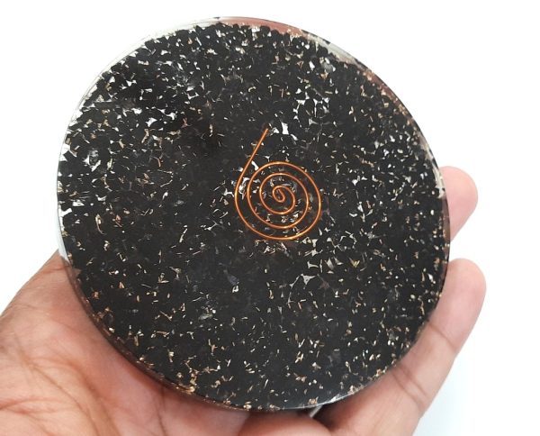 Black Tourmaline Natural Coaster Healing Reiki Meditation Stone - Image 3