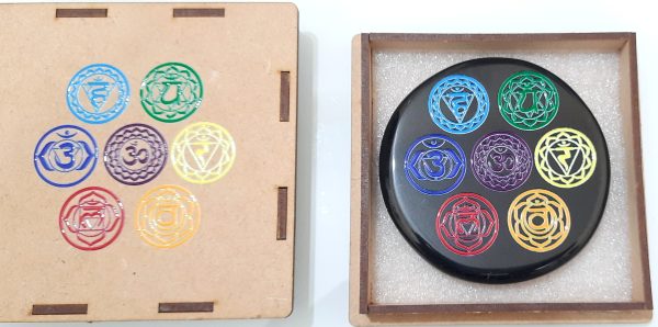 Black Tourmaline Reiki Signs Embossed Coaster with Wooden Box - Image 2