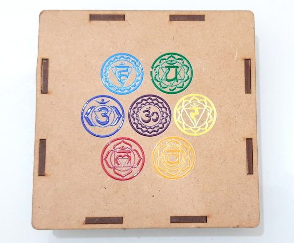 Black Tourmaline Reiki Signs Embossed Coaster with Wooden Box - Image 3