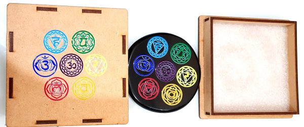 Black Tourmaline Reiki Signs Embossed Coaster with Wooden Box - Image 4
