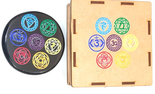 Black Tourmaline Reiki Signs Embossed Coaster with Wooden Box - Image 5