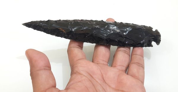 7 Inches Big Black Obsidian Arrowhead
