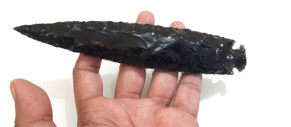 7 Inches Big Black Obsidian Arrowhead - Image 8