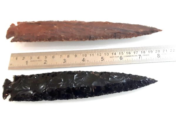 SET OF 2 AGATE AND OBSIDIAN ARROWHEAD 8 INCHES EACH - Image 4