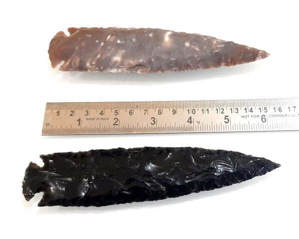 agate oh native flint stone and obsidian arrowhead set of 2