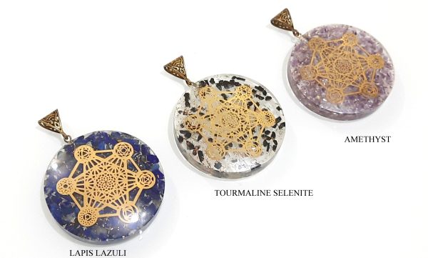 NATURAL ORGONE METATRON CUBE PENDANTS SET OF 3