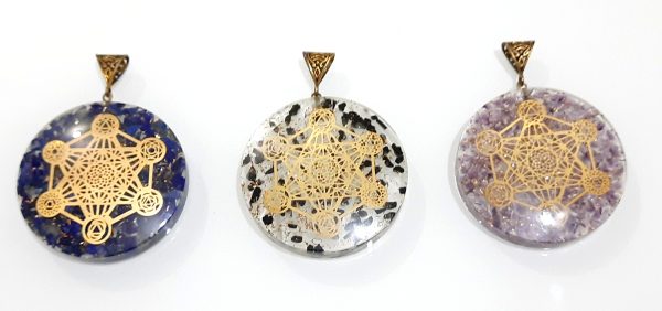 NATURAL ORGONE METATRON CUBE PENDANTS SET OF 3 - Image 4