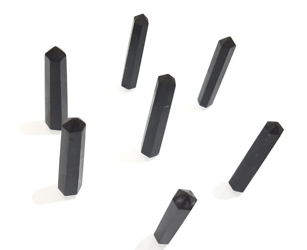 black tourmaline natural wand 6 faceted set of 7 chakra point wand - Image 2