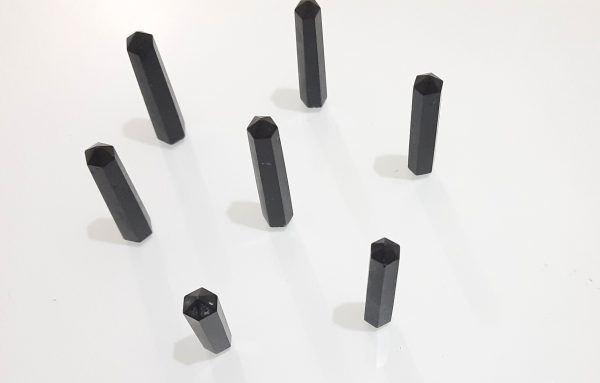 black tourmaline natural wand 6 faceted set of 7 chakra point wand - Image 3