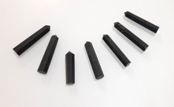 black tourmaline natural wand 6 faceted set of 7 chakra point wand