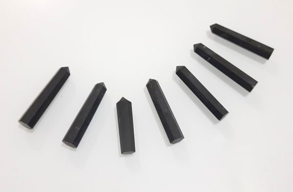 black tourmaline natural wand 6 faceted set of 7 chakra point wand - Image 5