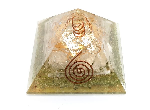 Peridot selenite metatron orgone pyramid - Image 2