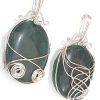 NATURAL GREEN JADE STONE CHAKRA WIREWRAPPED PENDANT