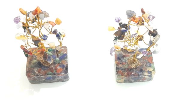 Orgone base small 7 chakra tree 2-2.5 inches Chakra Chips agate 7 Chakra Tree - Image 2