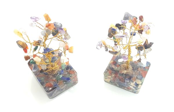 Orgone base small 7 chakra tree 2-2.5 inches Chakra Chips agate 7 Chakra Tree - Image 3