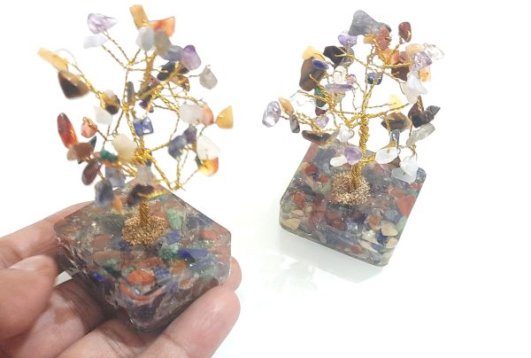 Orgone base small 7 chakra tree 2-2.5 inches Chakra Chips agate 7 Chakra Tree - Image 4