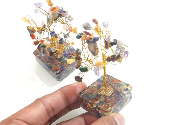 Orgone base small 7 chakra tree 2-2.5 inches Chakra Chips agate 7 Chakra Tree - Image 7