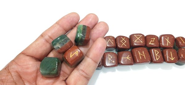 3 Layers Bonded Rune Set of 25 chakra tumbles 20-25mm layered tumbled rune set - Image 10
