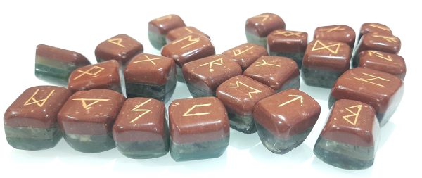3 Layers Bonded Rune Set of 25 chakra tumbles 20-25mm layered tumbled rune set - Image 5
