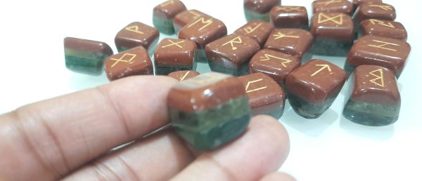3 Layers Bonded Rune Set of 25 chakra tumbles 20-25mm layered tumbled rune set - Image 2