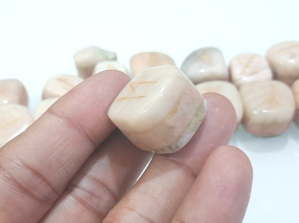 3 Layers bonded chakra natural stone tumbles engraved set 25 tumbles MOONSTONES - Image 5
