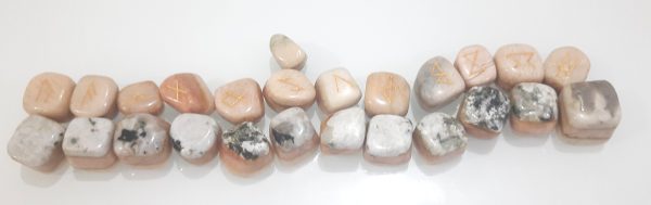 3 Layers bonded chakra natural stone tumbles engraved set 25 tumbles MOONSTONES - Image 10