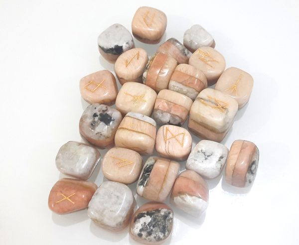 3 Layers bonded chakra natural stone tumbles engraved set 25 tumbles MOONSTONES - Image 12
